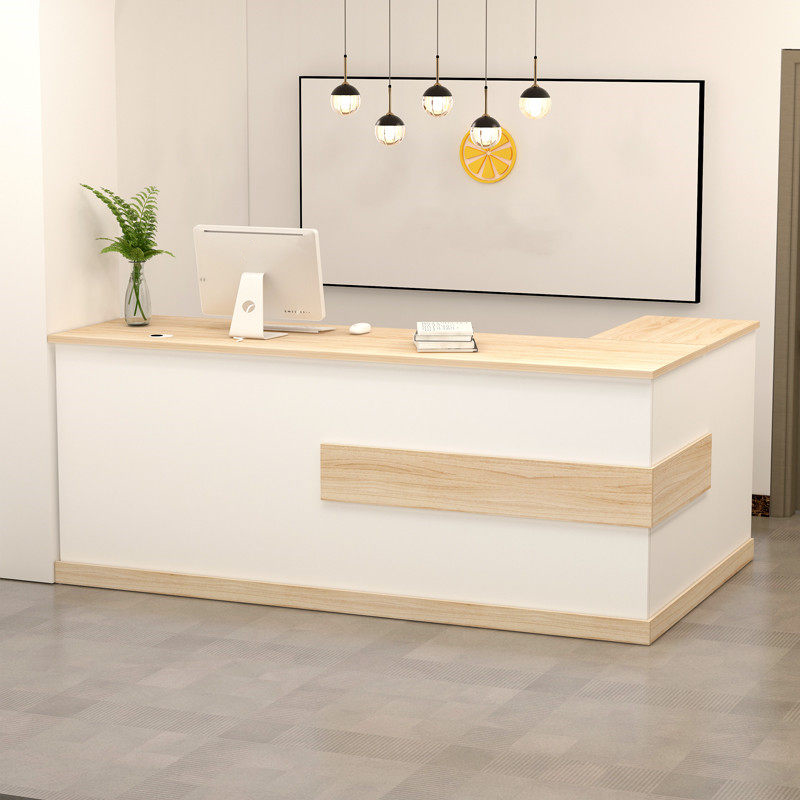 Modern Lacquered White + Natural Reception Counter for Salon, Boutique & Retail