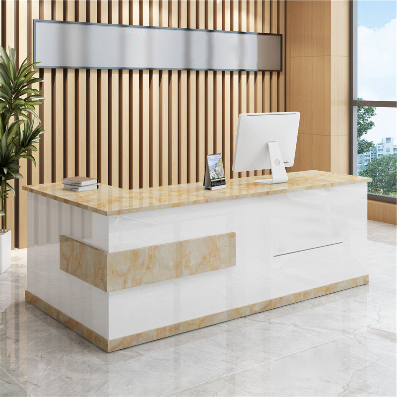 Modern Lacquered White + Yellow Maple Reception Counter for Salon, Boutique & Retail