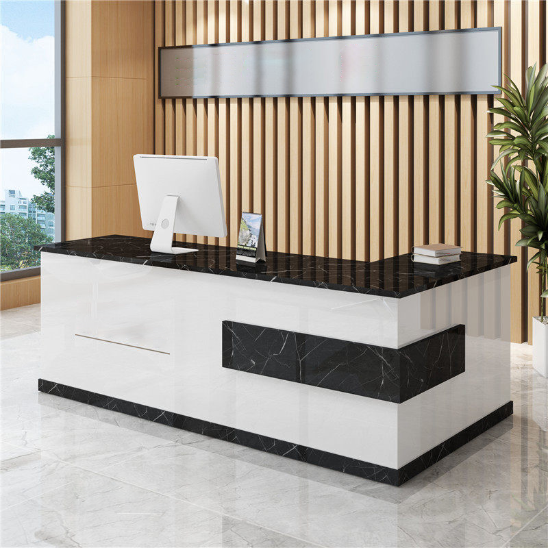 Modern Lacquered White + Black Maple Reception Counter for Salon, Boutique & Retail