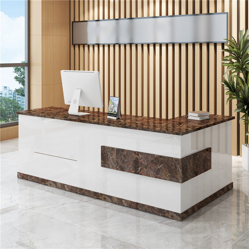 Modern Lacquered White + Brown Maple Reception Counter for Salon, Boutique & Retail