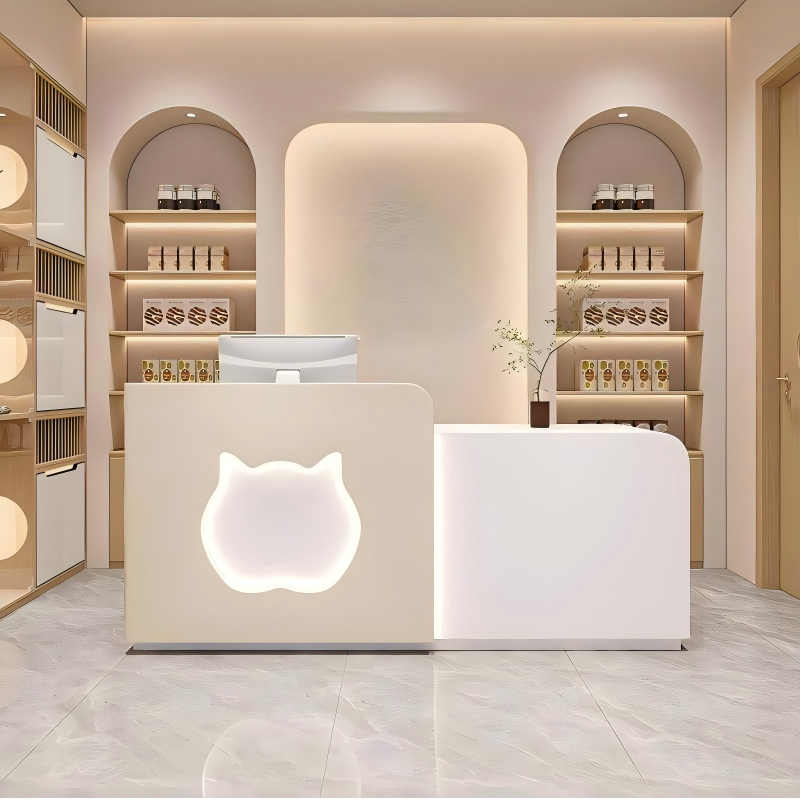 Modern Minimalist Beige Reception Desk for Nursery