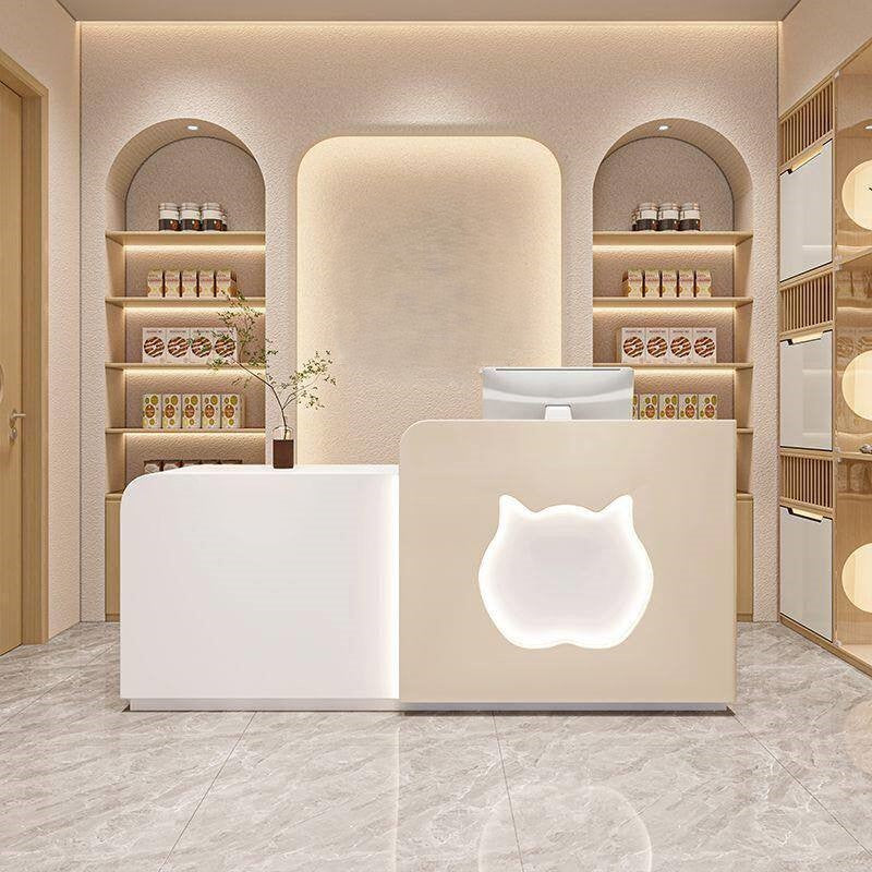 Modern Minimalist Beige Reception Desk for Pet Shop