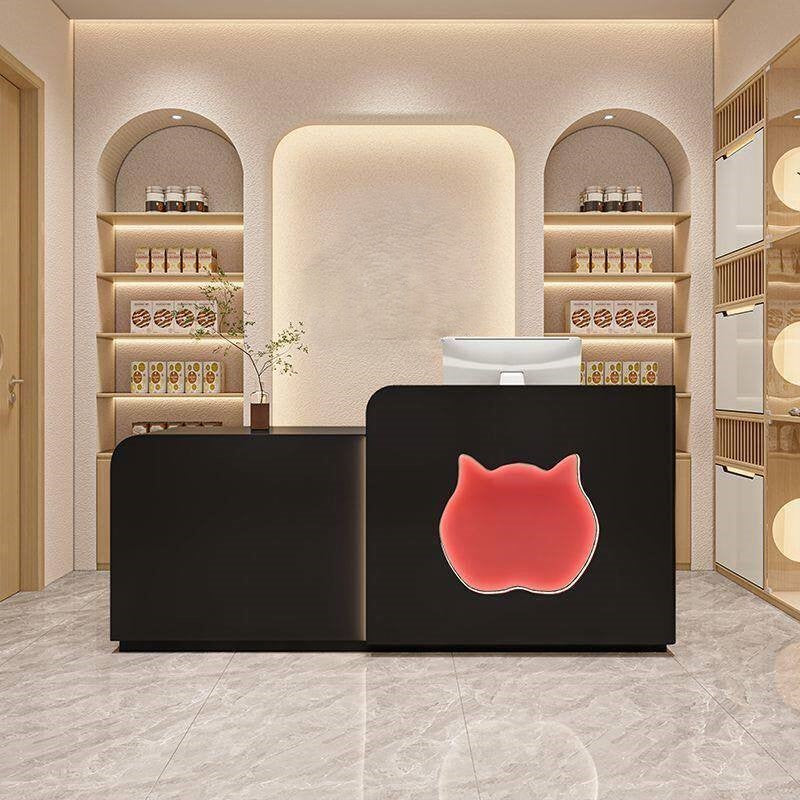 Modern Minimalist Black Reception Desk for Pet Shop
