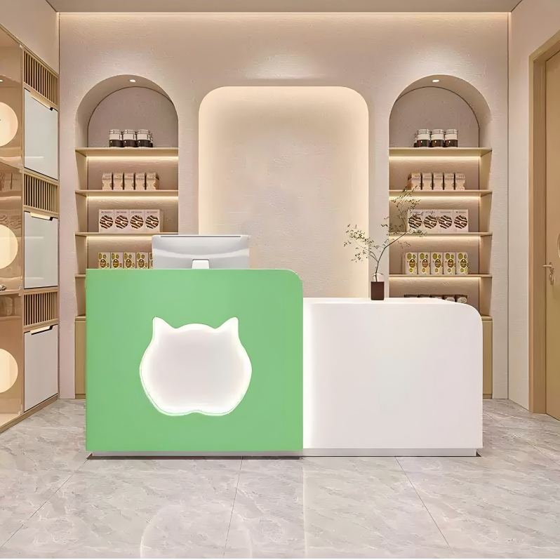 Modern Minimalist Green Reception Desk for Nursery