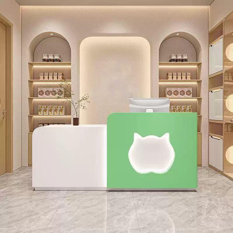 Modern Minimalist Green Reception Desk for Pet Shop