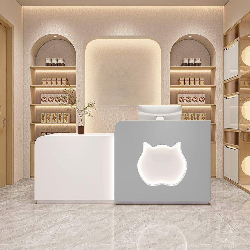 Modern Minimalist Grey Reception Desk for Pet Shop