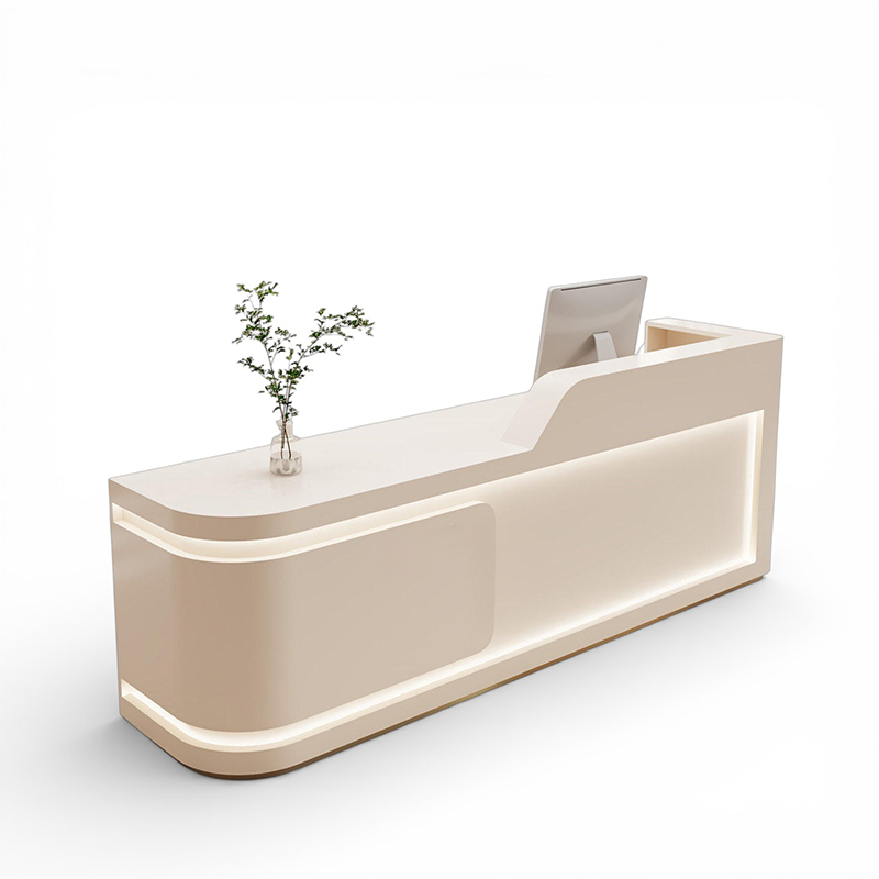 Modern Minimalist Lacquered Finish Reception Desk With LED Light for Lobby