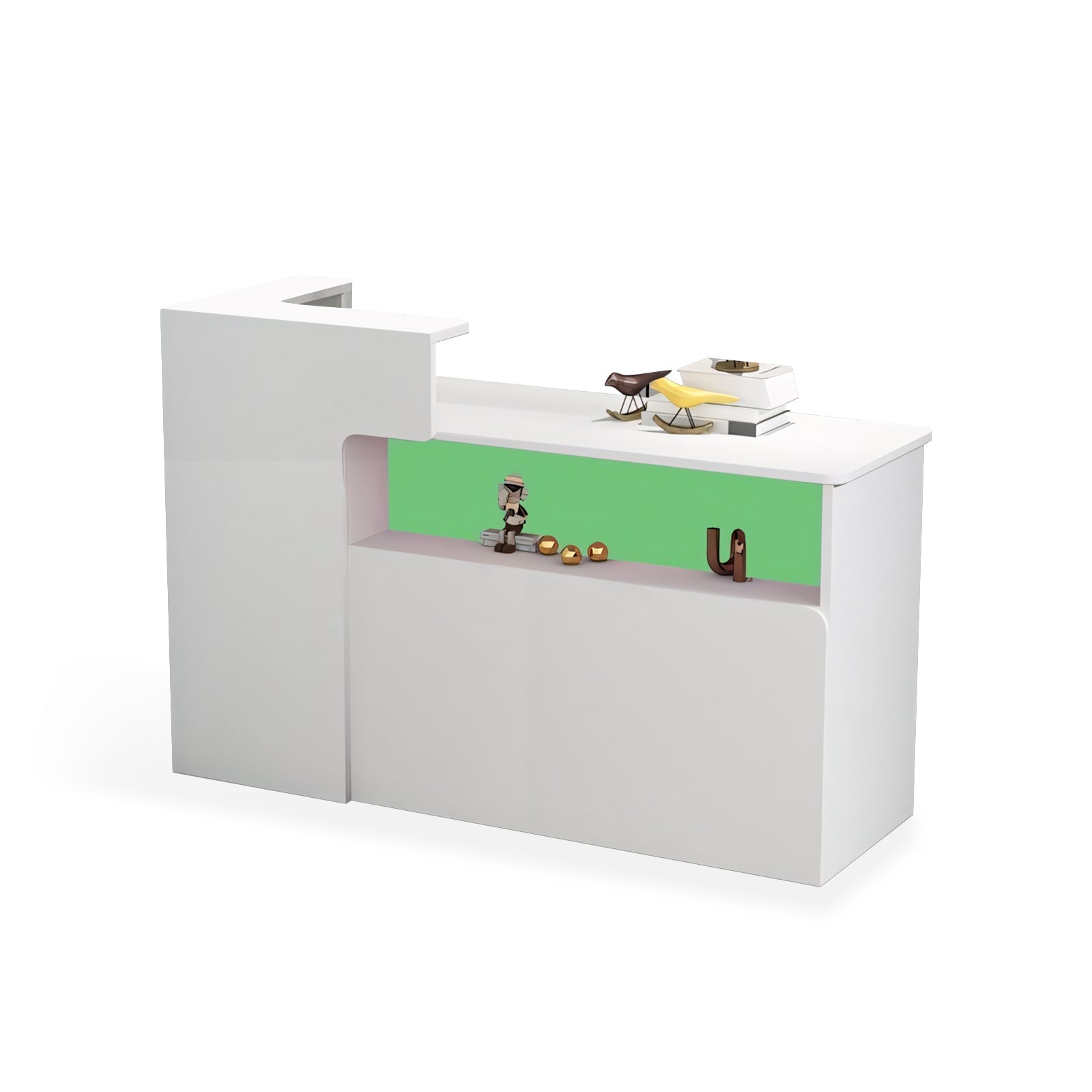Modern Minimalist Small Corner White + Green Cashier Reception Counter