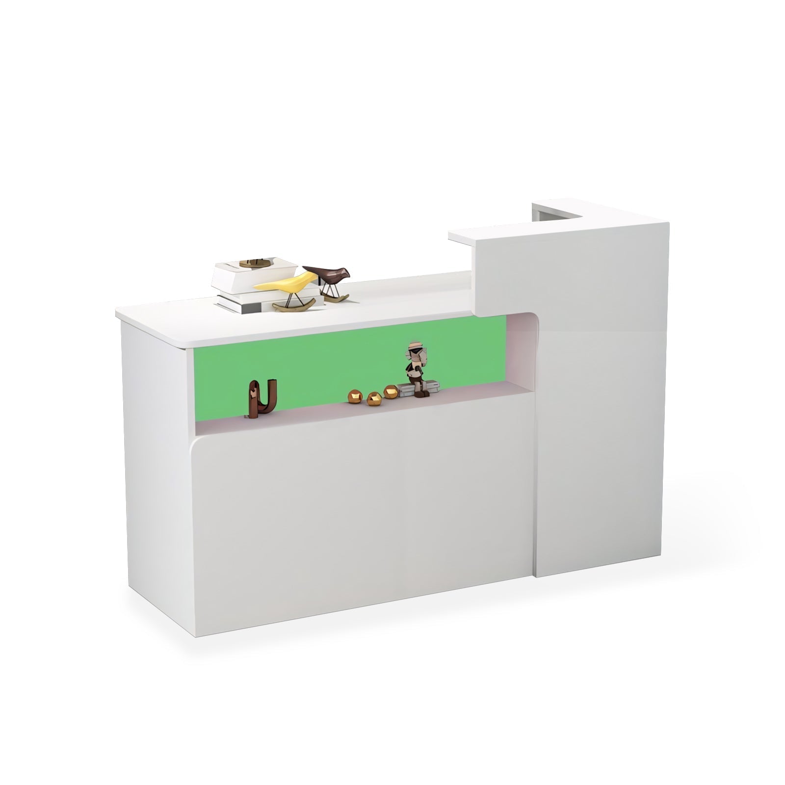 Modern Minimalist Small Corner White + Green Reception Counter