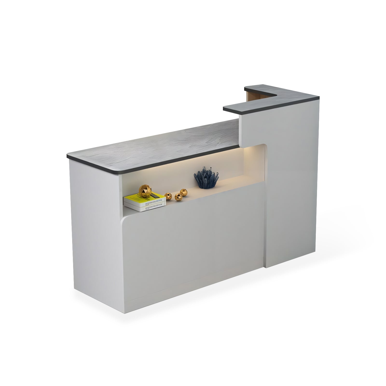 Modern Minimalist Small Corner White + Grey Cashier Reception Counter