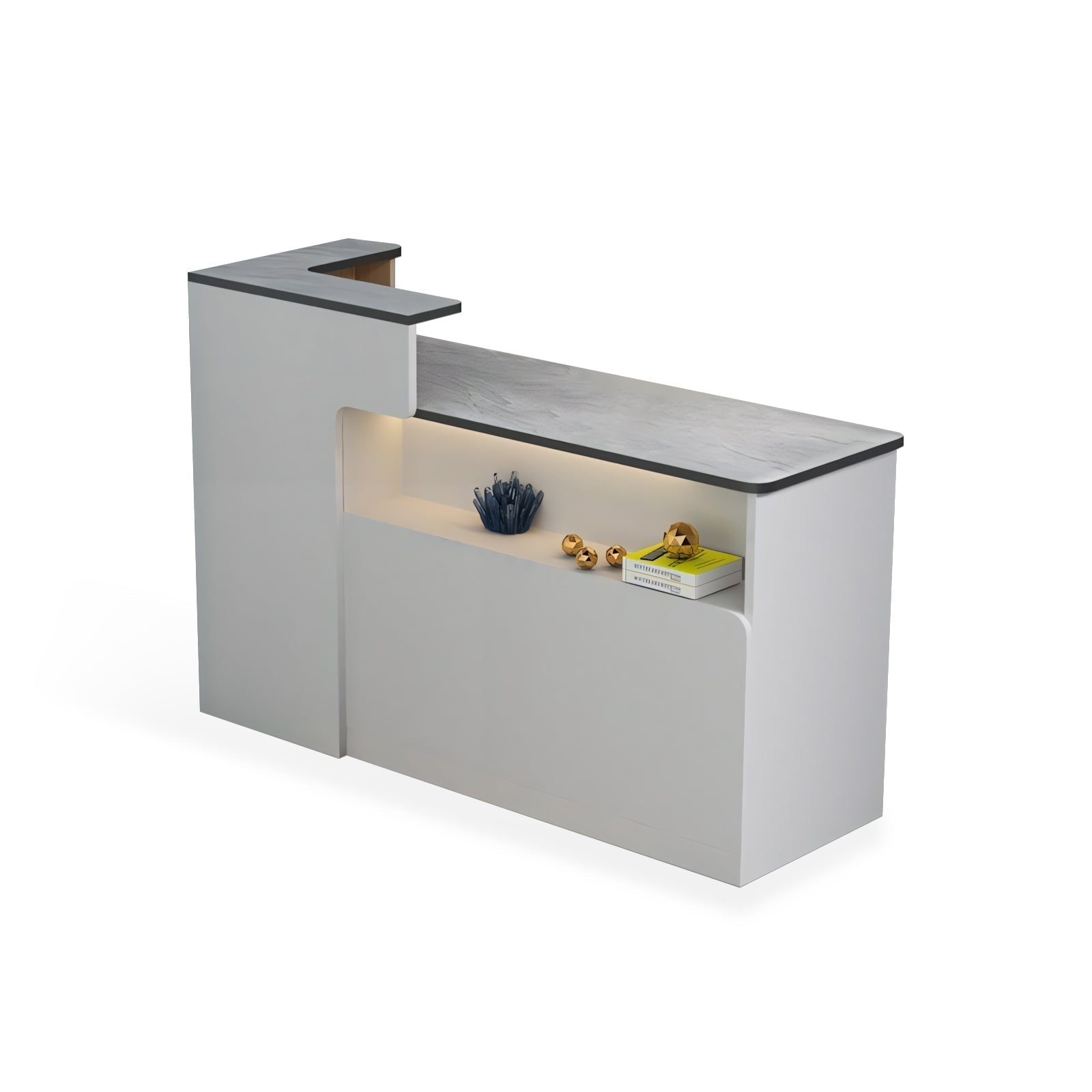 Modern Minimalist Small Corner White + Grey Reception Counter