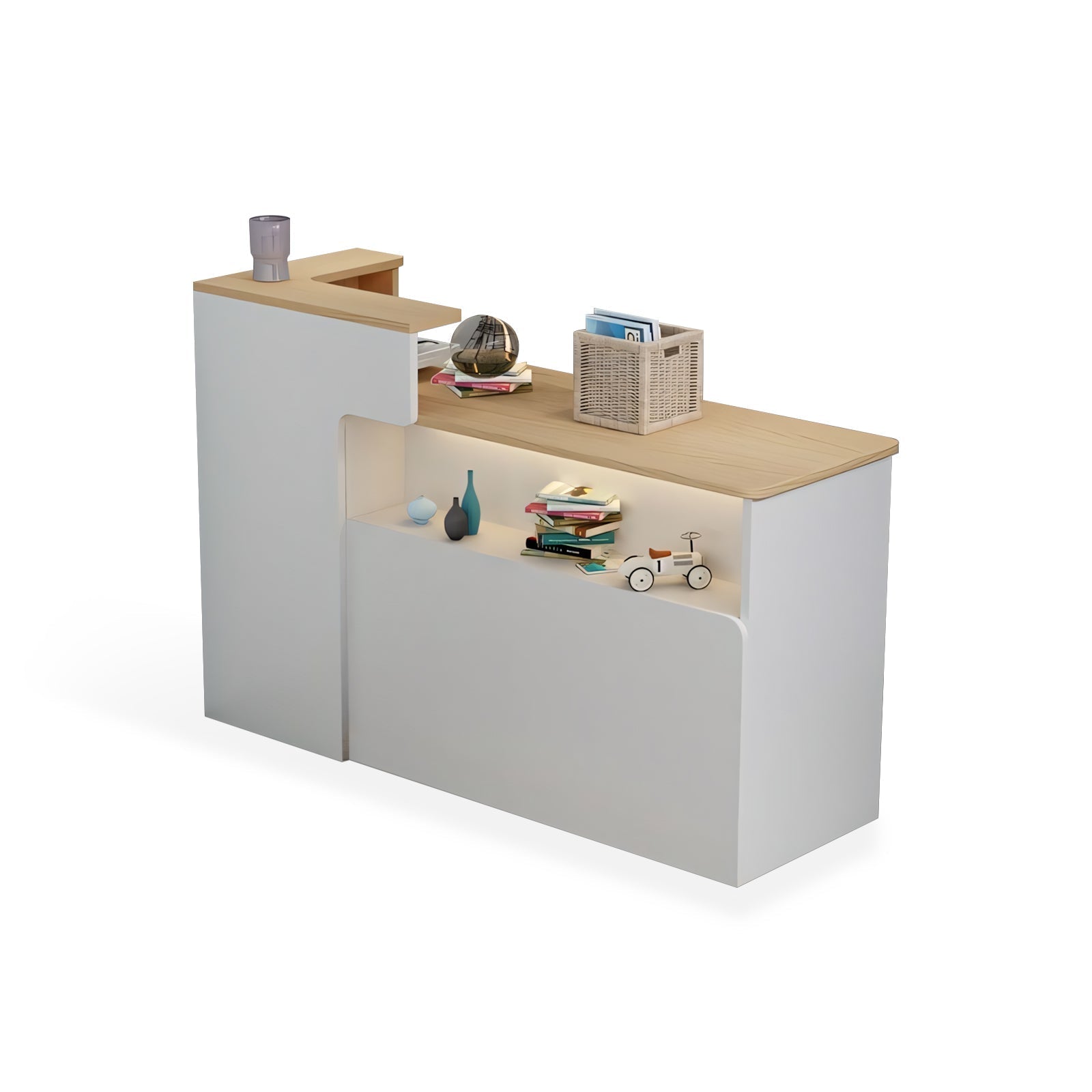 Modern Minimalist Small Corner White + Malpe Cashier Reception Counter