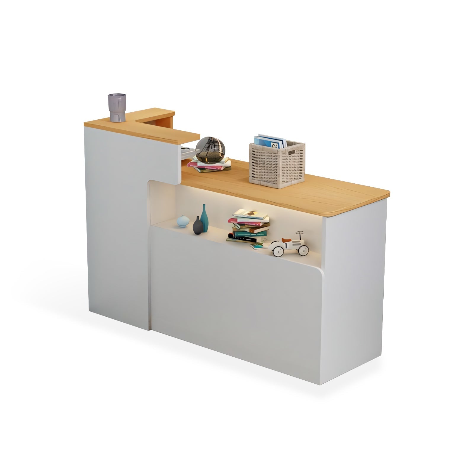 Modern Minimalist Small Corner White + Natural Reception Counter
