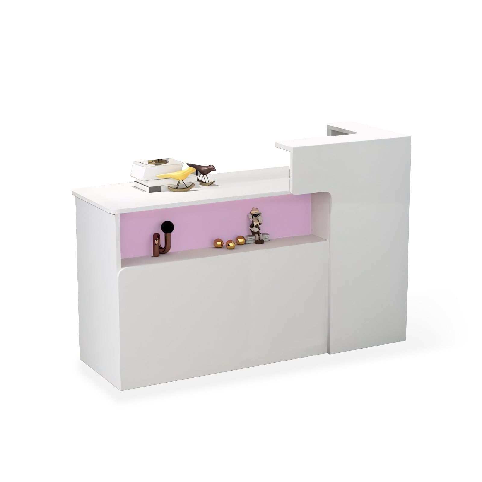 Modern Minimalist Small Corner White + Pink Reception Counter