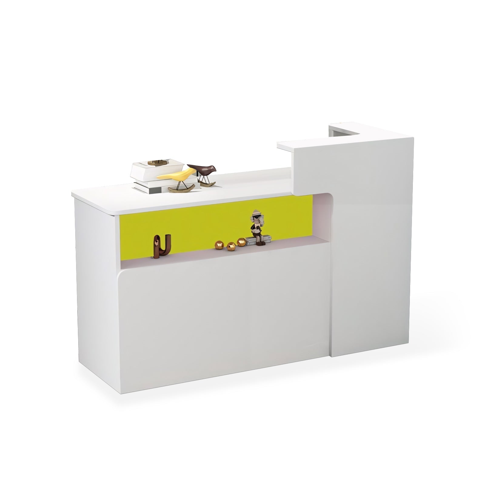 Modern Minimalist Small Corner White + Yellow Cashier Reception Counter