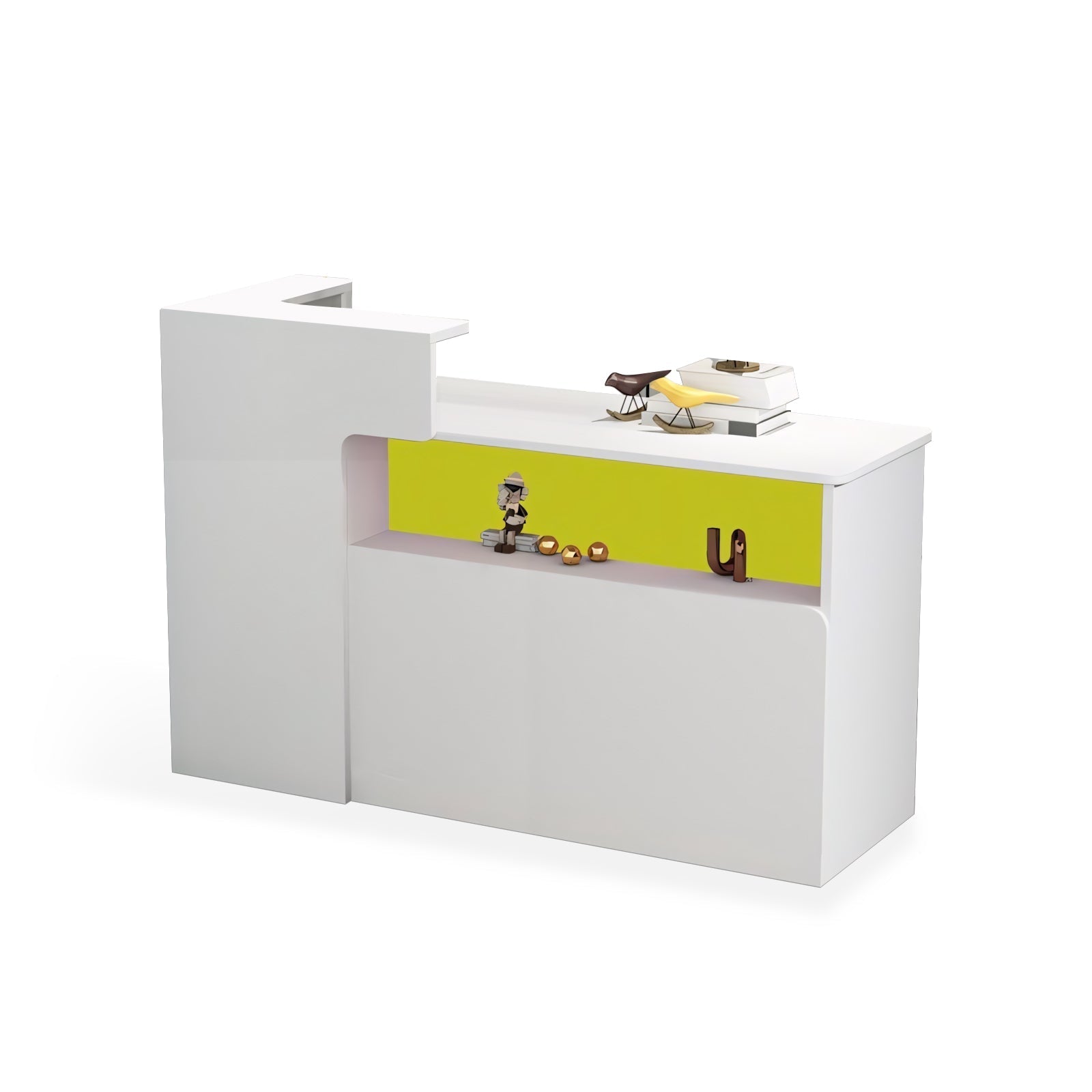 Modern Minimalist Small Corner White + Yellow Reception Counter
