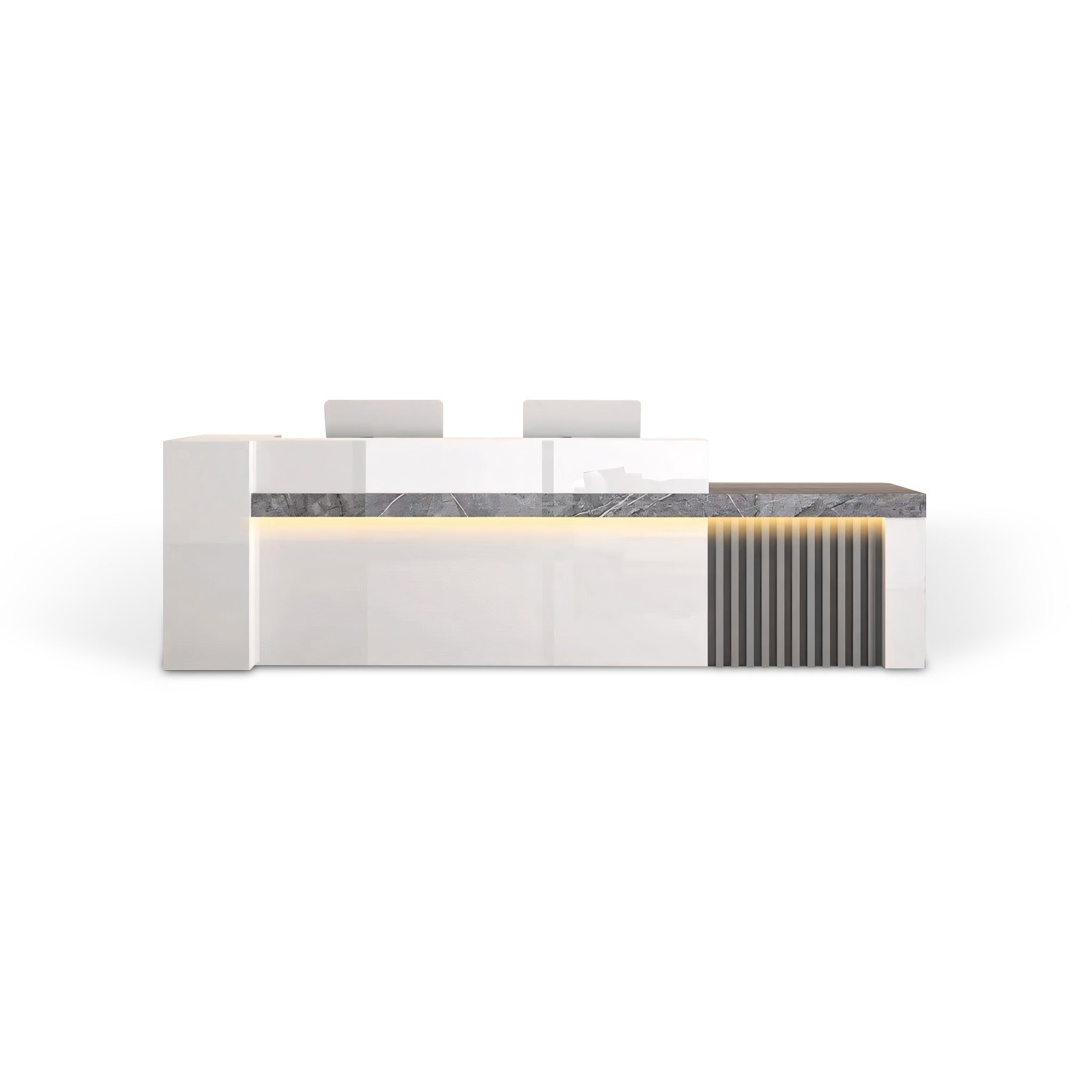 Modern Modular White + Grey Marble Finish Reception Counter for Office & Lobby