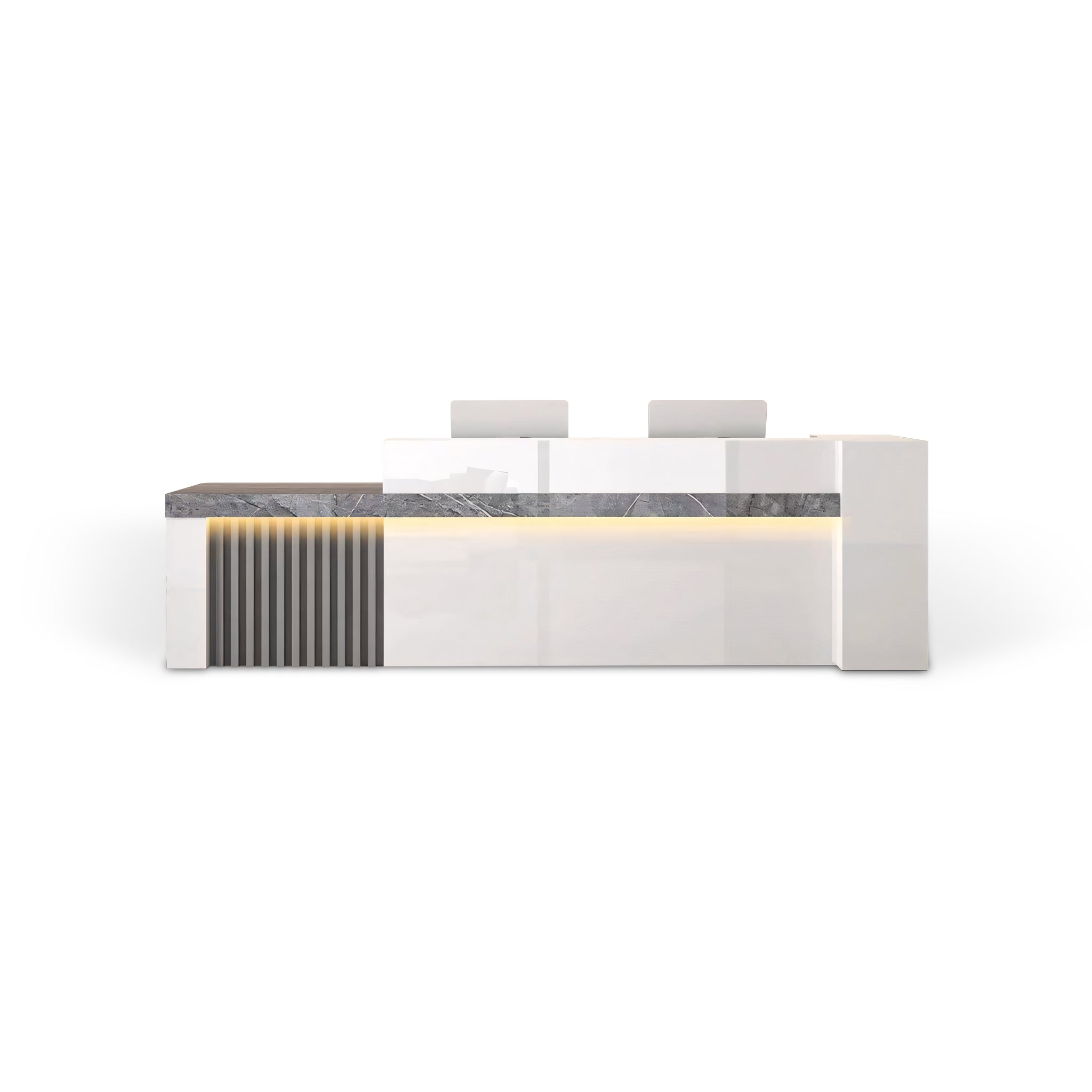 Modern Modular White + Grey Marble Finish Reception Counter for Office