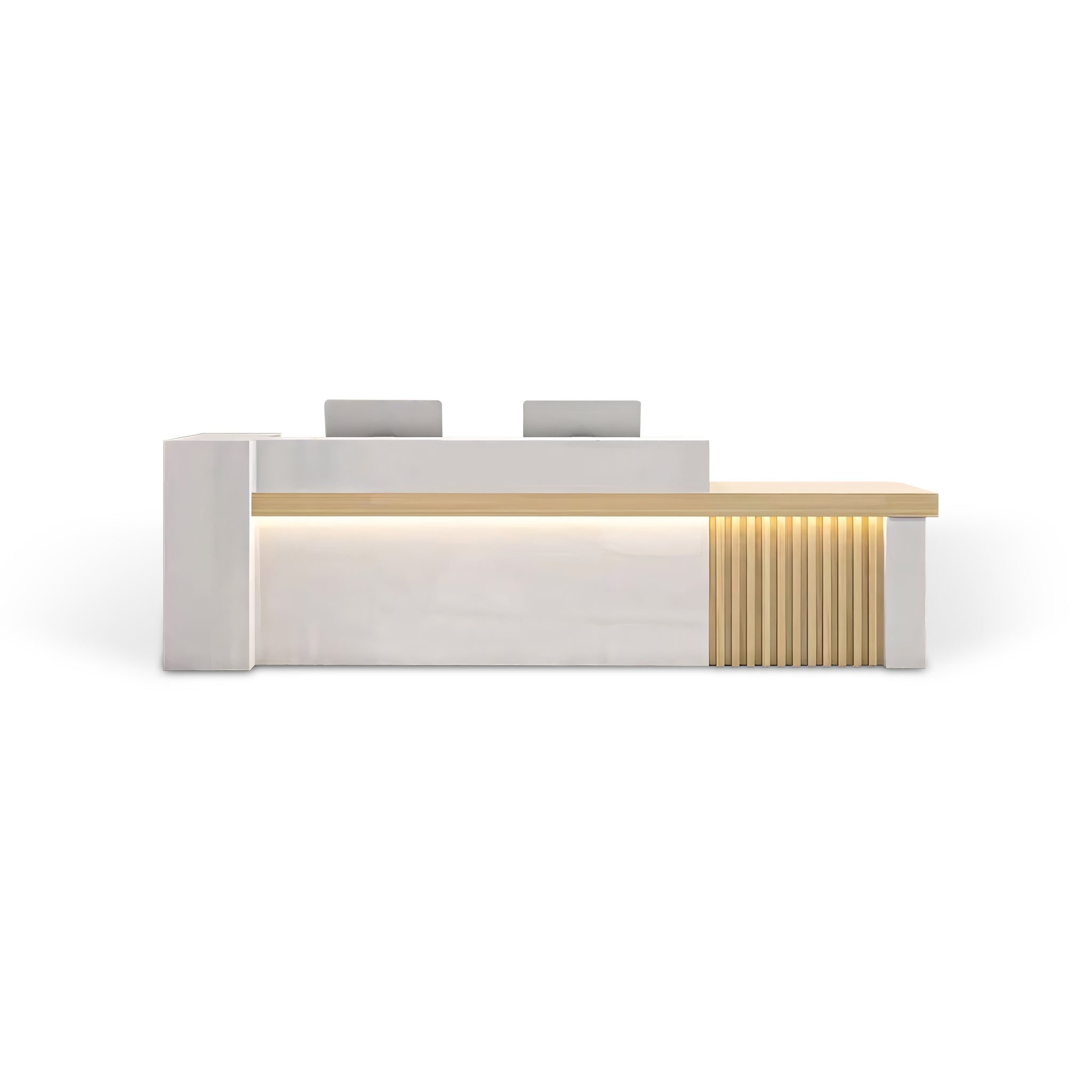 Modern Modular White + Maple Reception Counter for Lobby