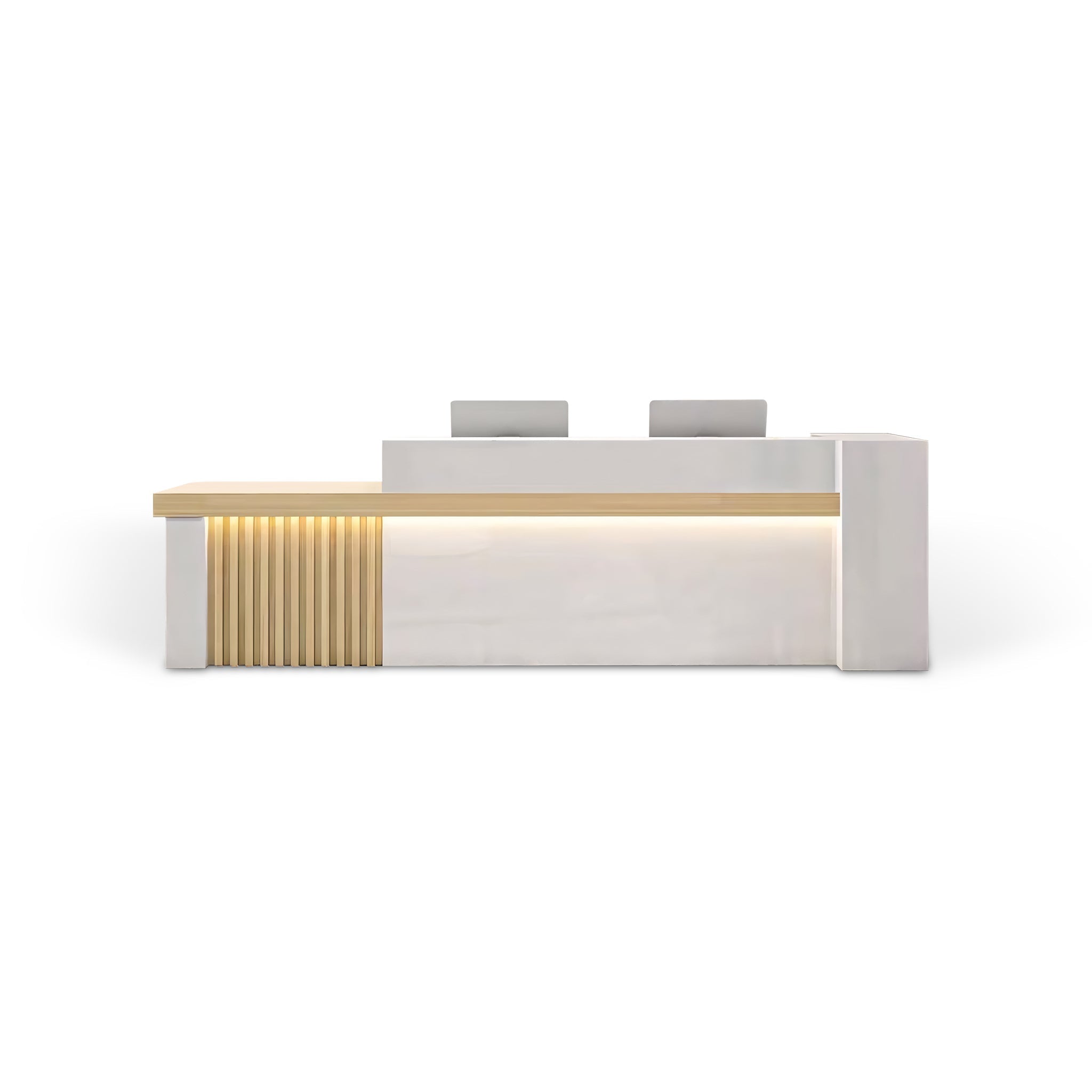 Modern Modular White + Maple Reception Counter for Office