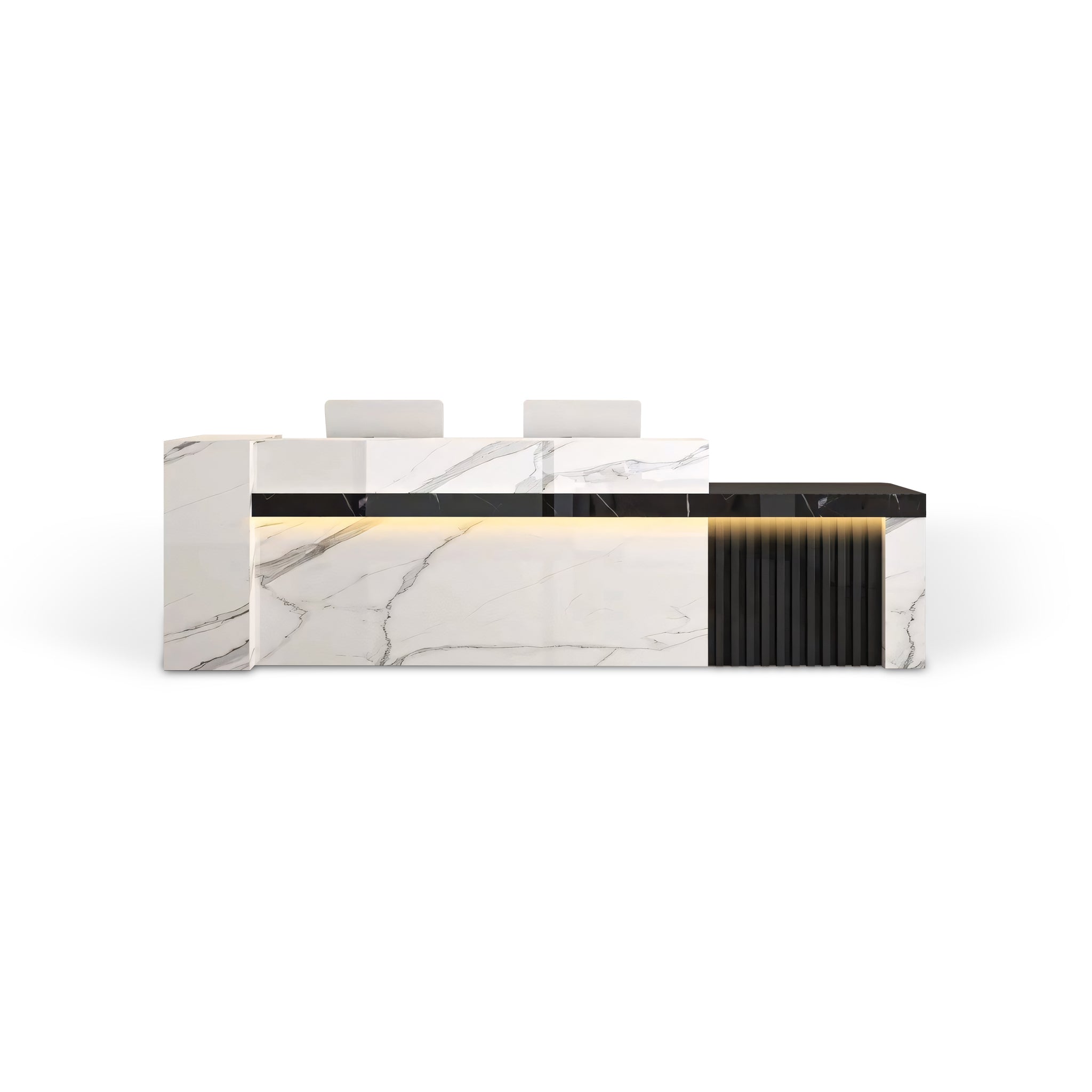 Modern Modular White Marble Finish + Black Marble Finish Reception Counter for Lobby