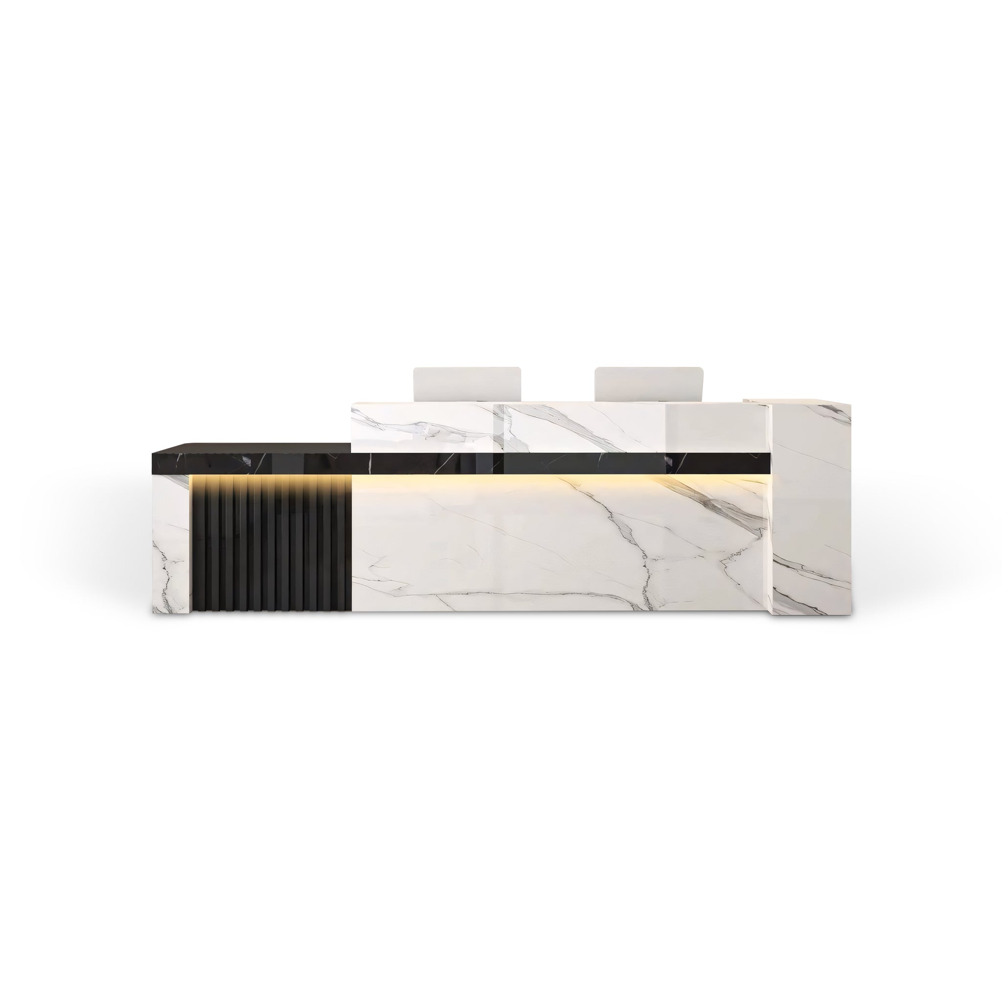 Modern Modular White Marble Finish + Black Marble Finish Reception Counter for Office