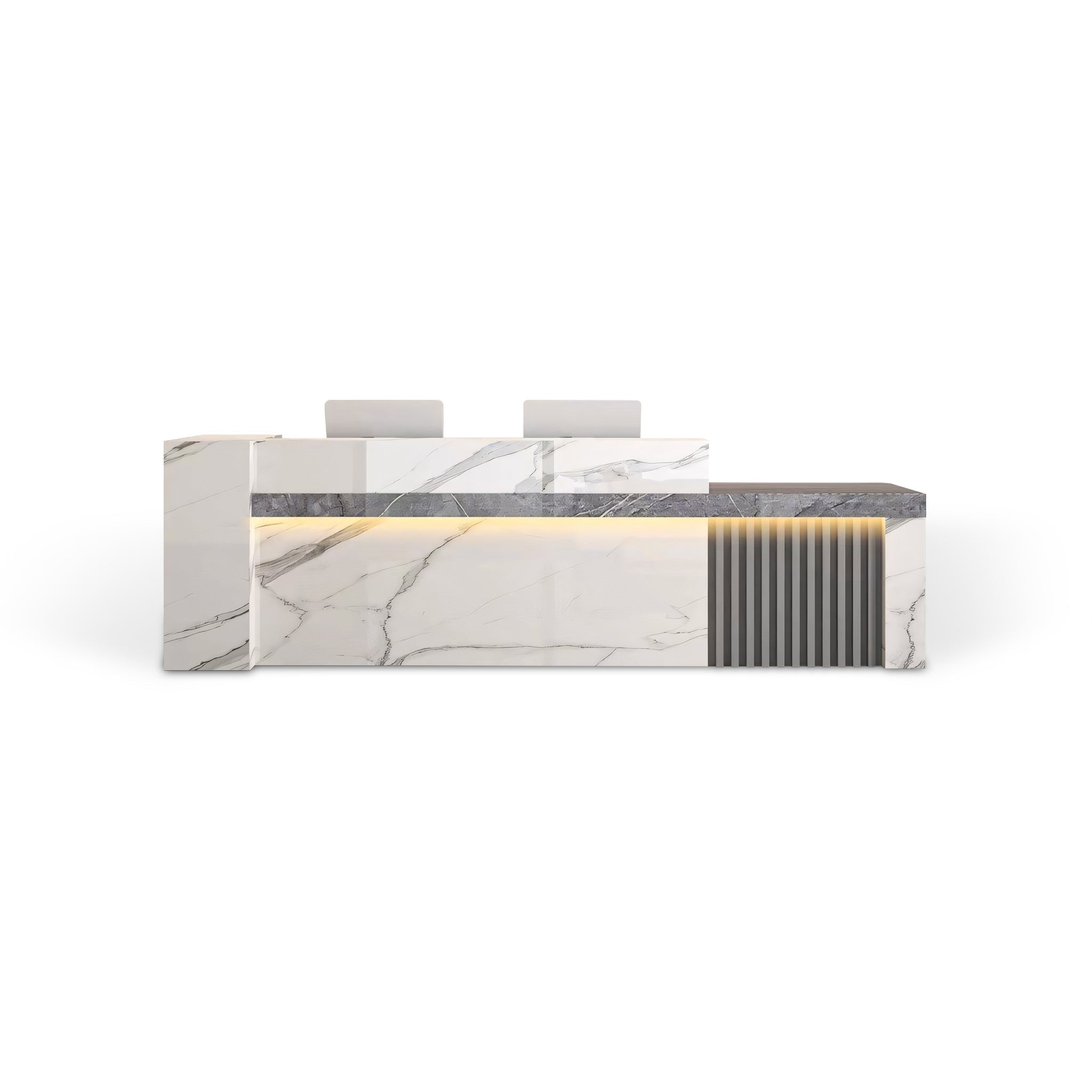 Modern Modular White Marble Finish + Grey + Marble Finish Reception Counter for Lobby
