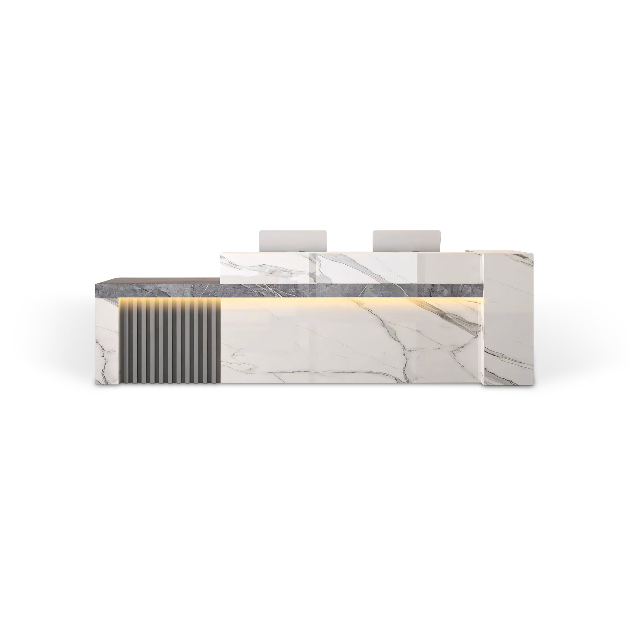 Modern Modular White Marble Finish + Grey + Marble Finish Reception Counter for Office