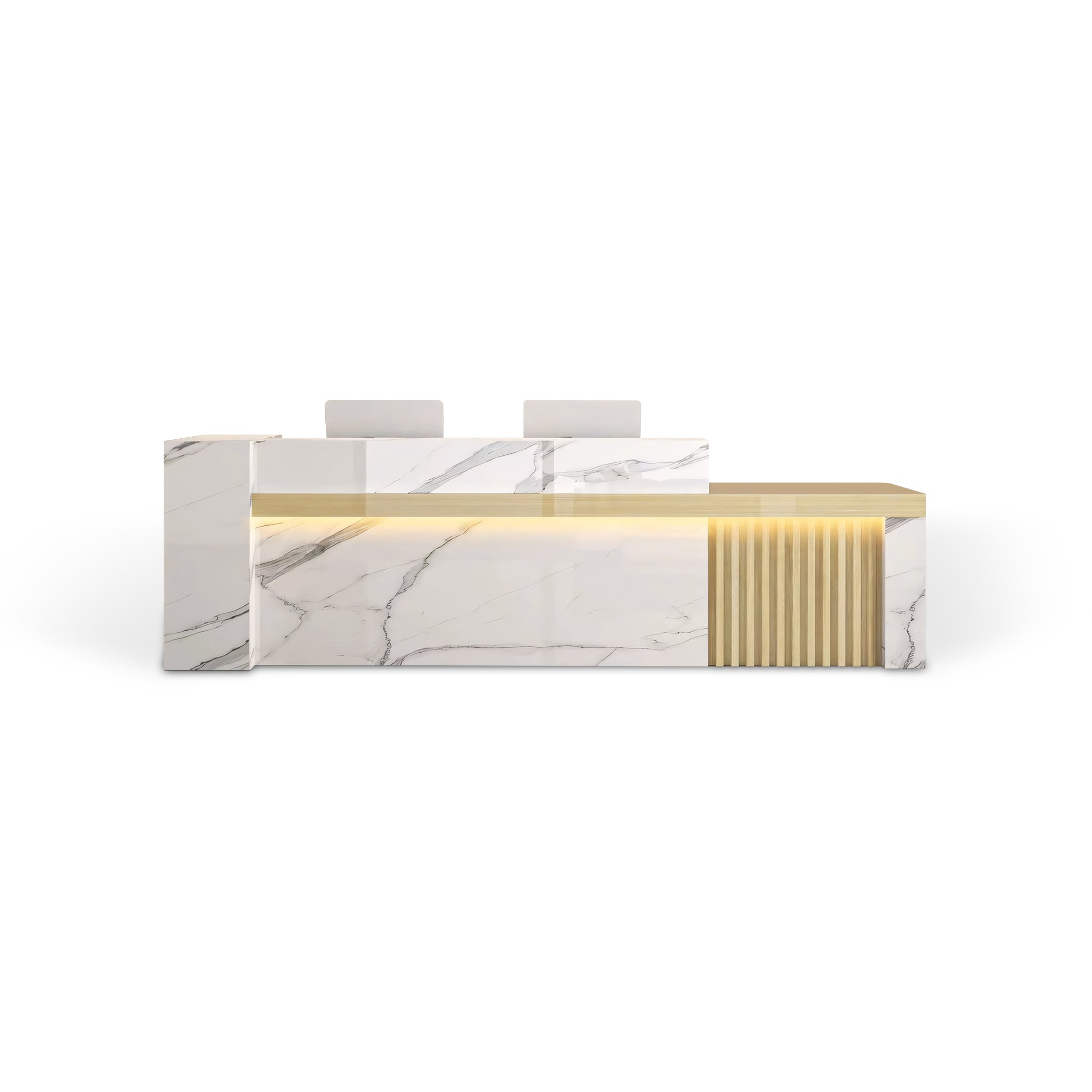 Modern Modular White Marble Finish + Maple Reception Counter for Office