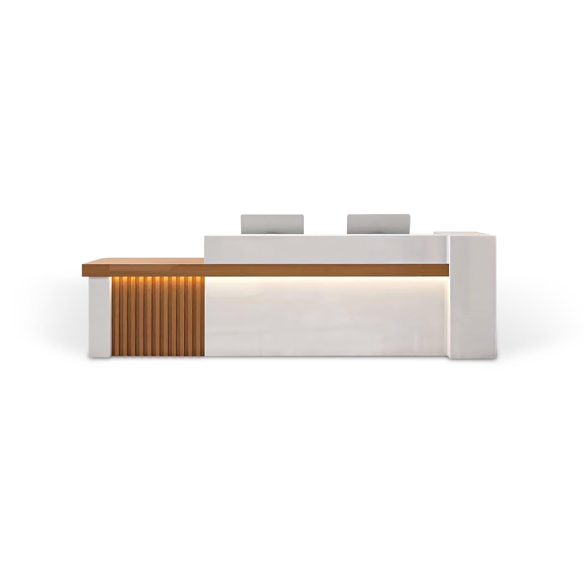 Modern Modular White + Natural Reception Counter for Lobby