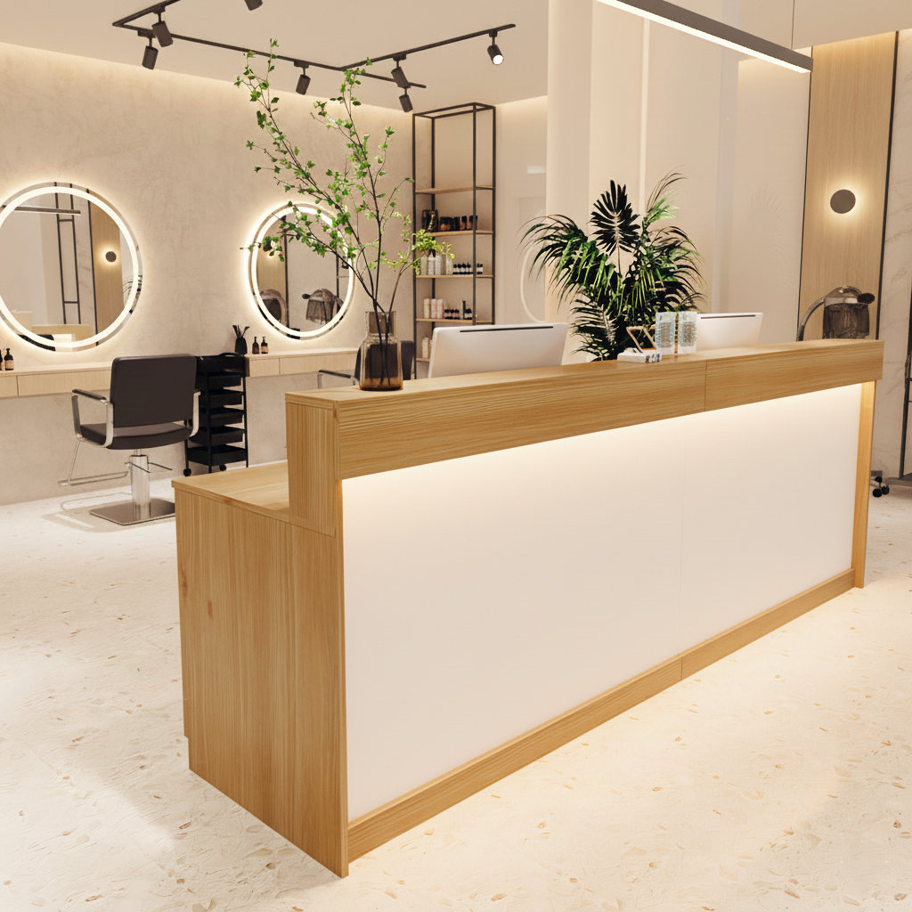 Modern Multi-Scene Natural Reception Counter for Salon