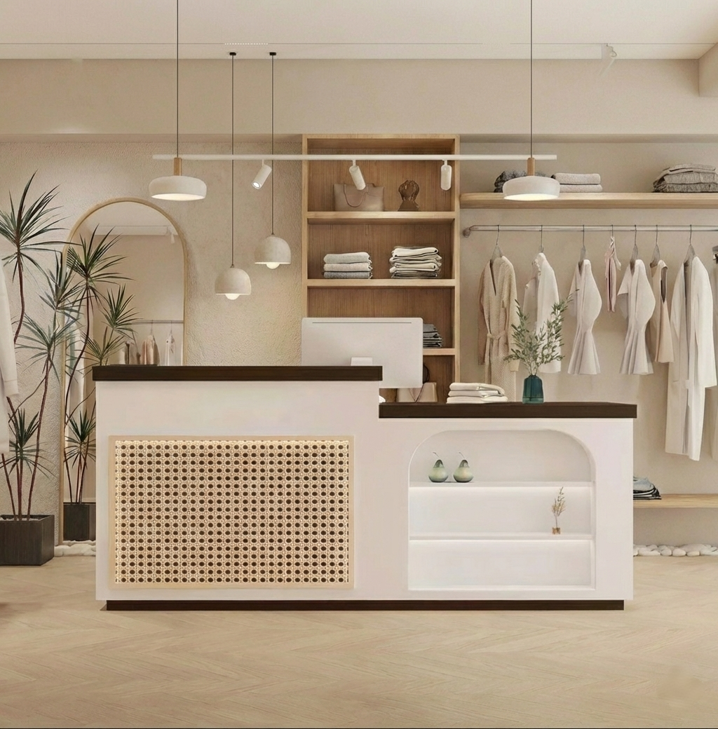 Modern Natural Rattan Woven Style  Reception Desk for Clothing Shop RD-172