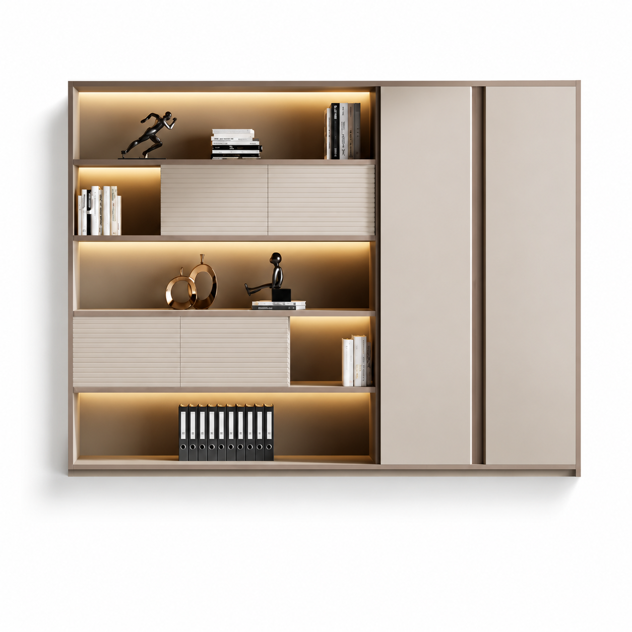 Modern Office Storage Cabinet with Warm LED Lighting and Display Shelves EB-015