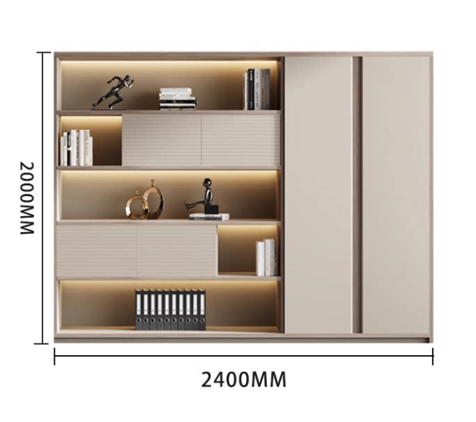 Modern Office Storage Cabinet with Warm LED Lighting and Display Shelves EB-015