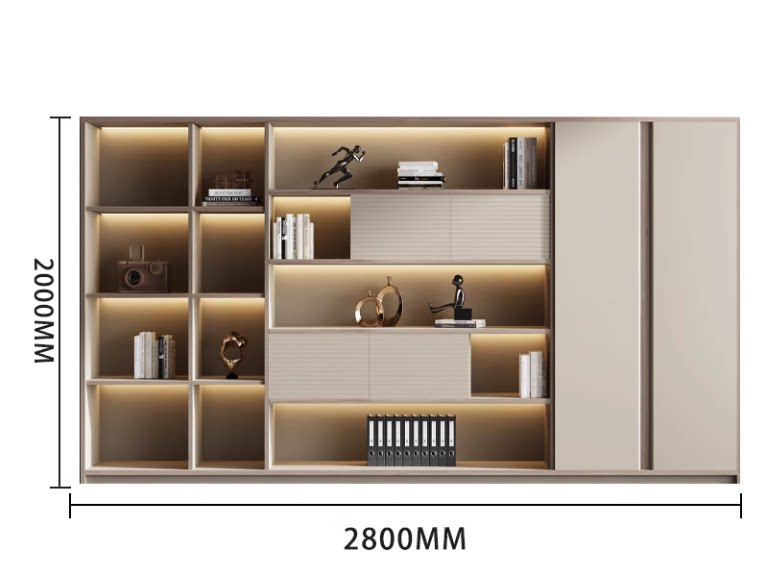 Modern Office Storage Cabinet with Warm LED Lighting and Display Shelves EB-015