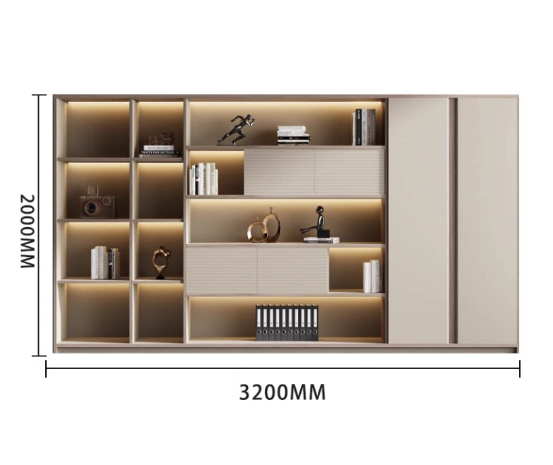 Modern Office Storage Cabinet with Warm LED Lighting and Display Shelves EB-015
