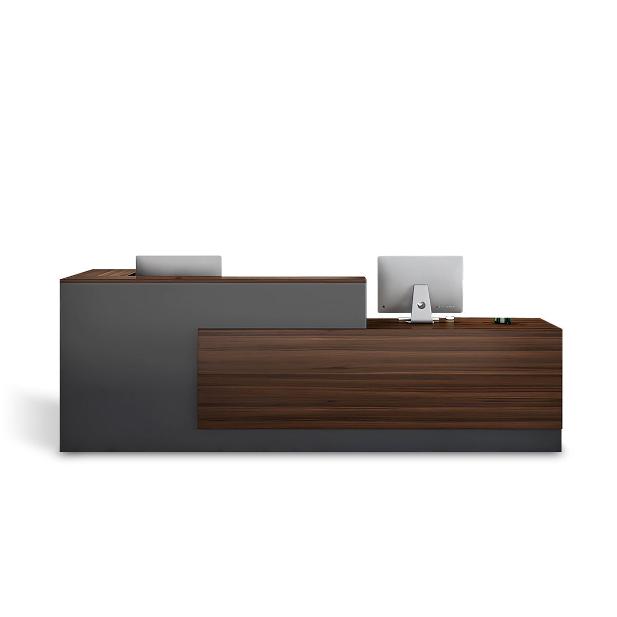 Modern Reception Counter With Square Wood Grain Finish for Office