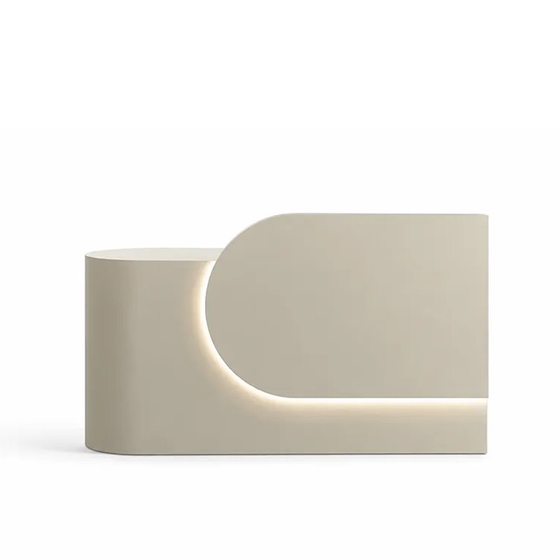 Modern Reception Desk with Curved Side Counter and LED Accent RD-279