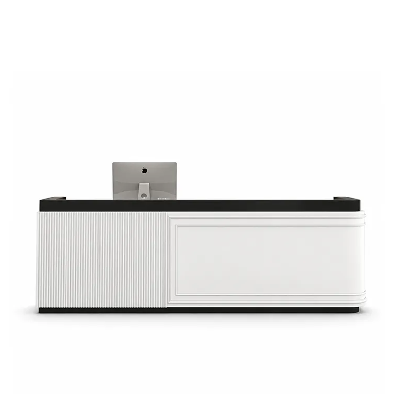 Modern Reception Desk with Fluted Panel and Framed Front Design RD-281