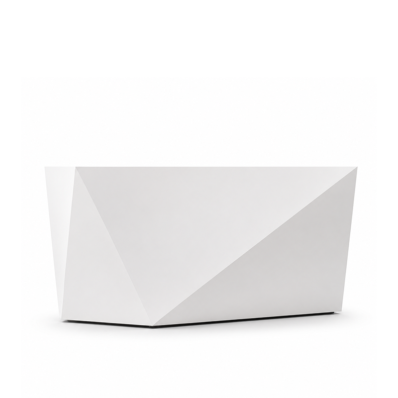 Modern Reception Desk with Geometric Faceted Front Panel RD-319