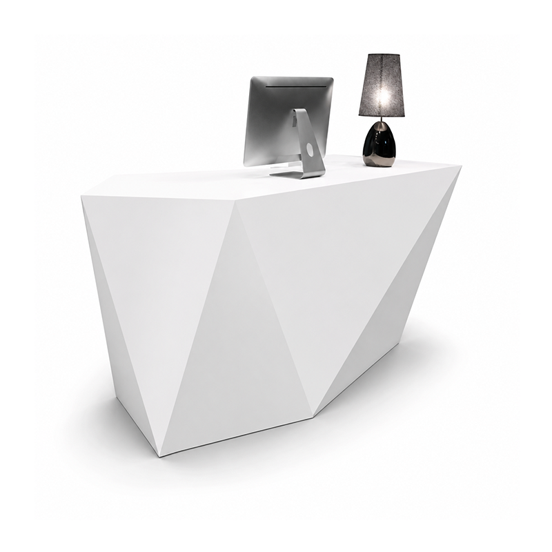 Modern Reception Desk with Geometric Faceted Front Panel RD-319