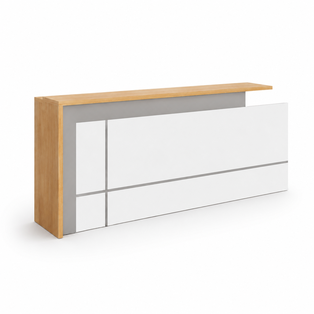 Modern Reception Desk with Geometric Front Panel and Wood Accent RD-263