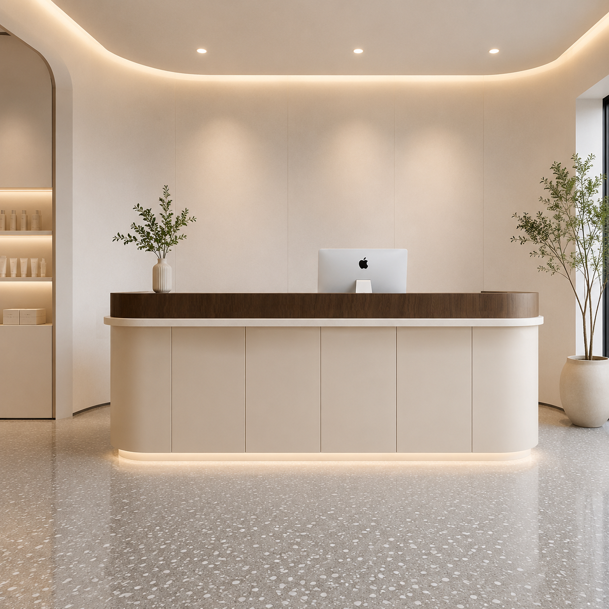 Modern Reception Desk with Rounded Corners and LED Base Lighting RD-280