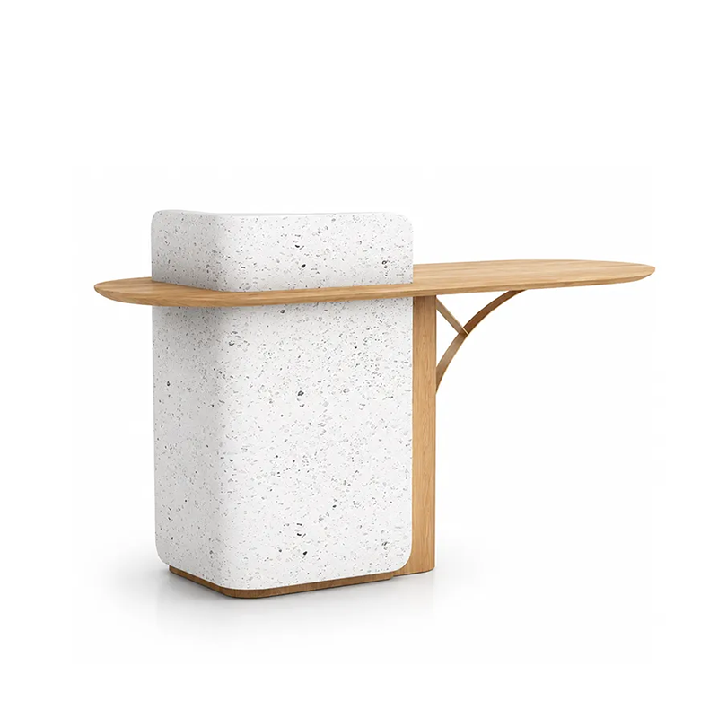 Modern Reception Desk with Side Counter and Curved Accent Support RD-323