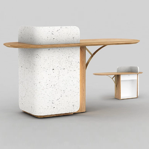 Modern Reception Desk with Side Counter and Curved Accent Support RD-323