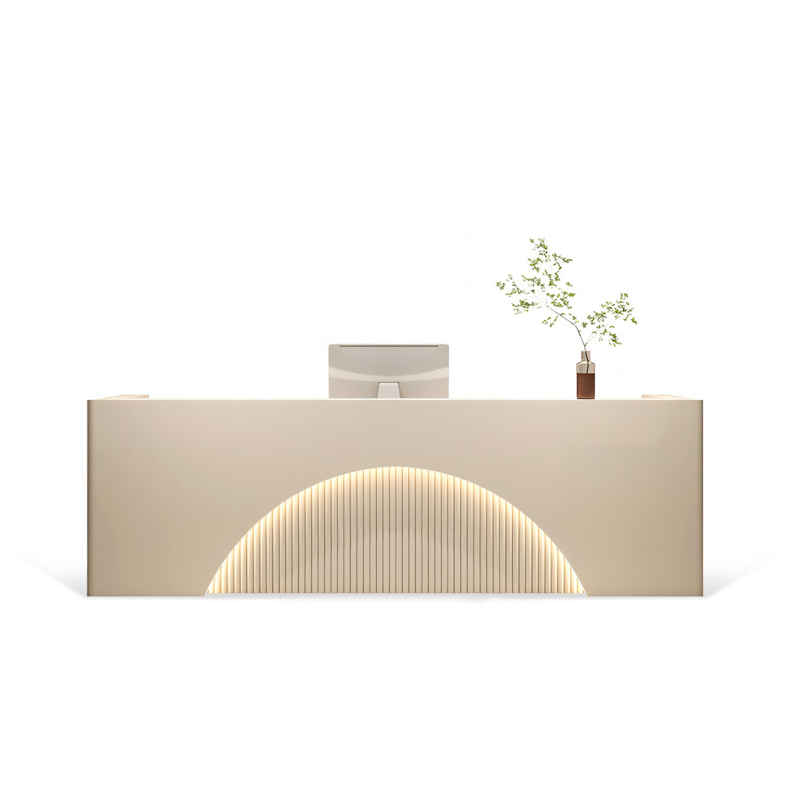 Modern Reception Desk with Soft Lighting & Built-In Storage for Lobby
