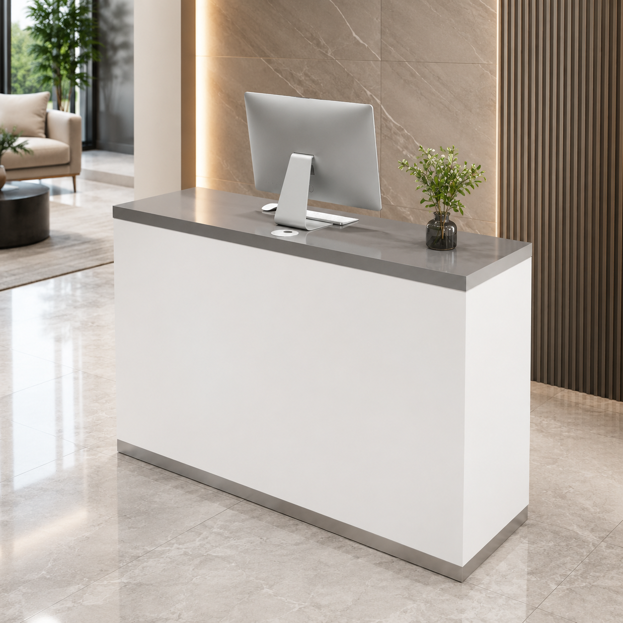 Modern Reception Desk with Stainless Steel Countertop RD-272