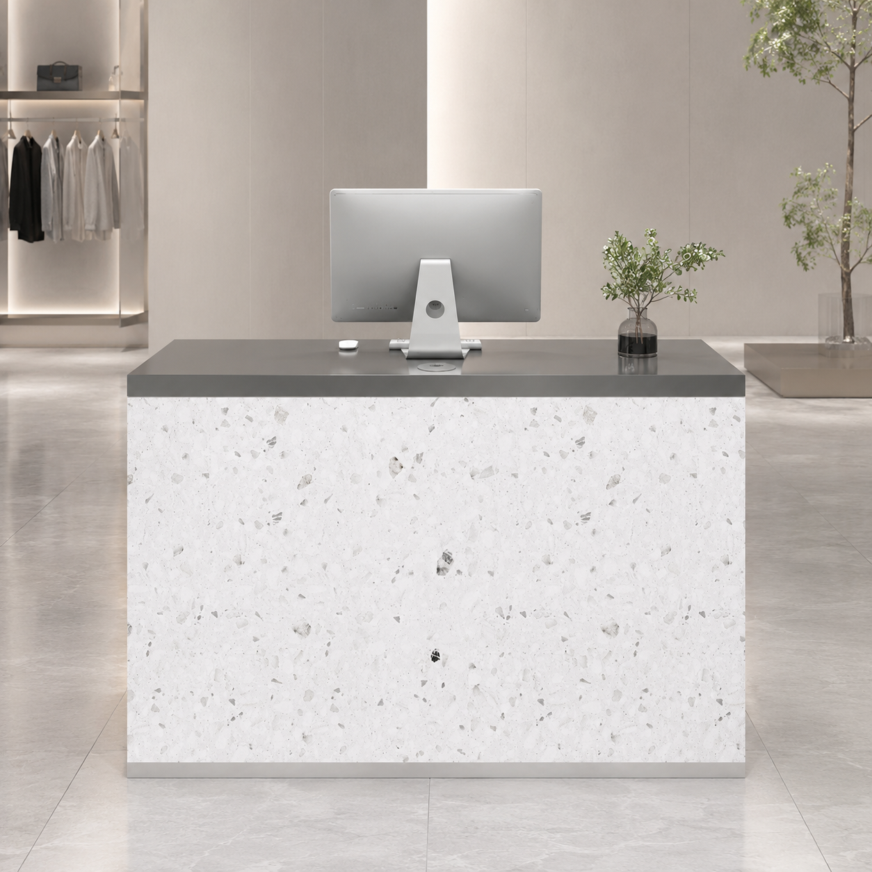 Modern Reception Desk with Stainless Steel Countertop RD-272