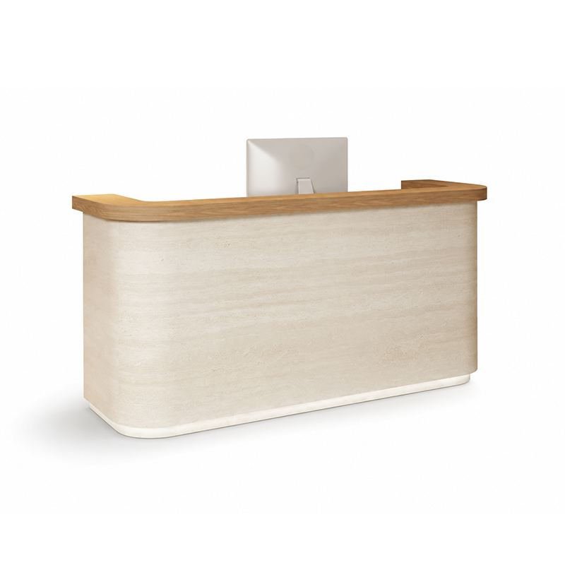 Modern Reception Desk with Stone Texture Front and Wood Accent RD-278