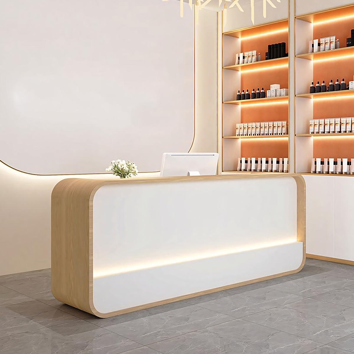 Modern Simple Curved Store Company Checkout Reception Desk RD-262